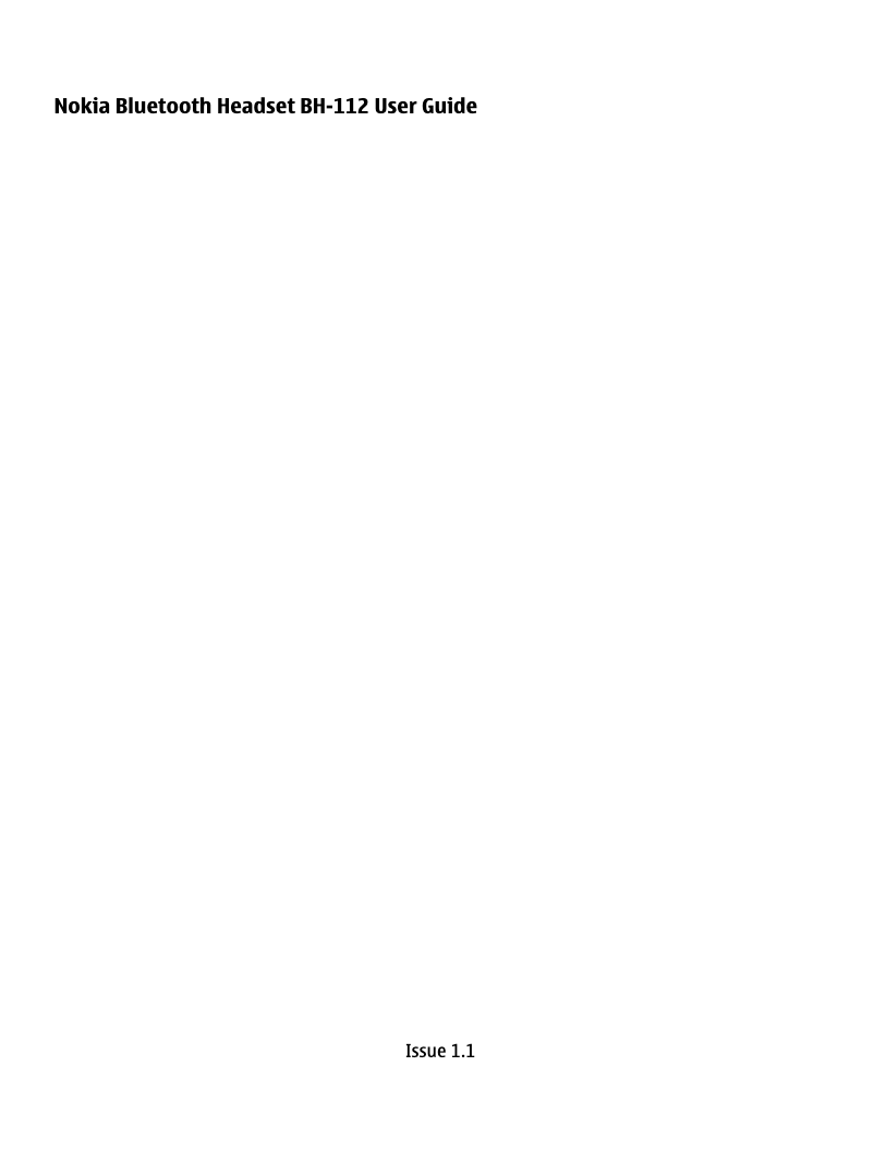 Page 1 de la notice Manuel utilisateur Nokia BH-112