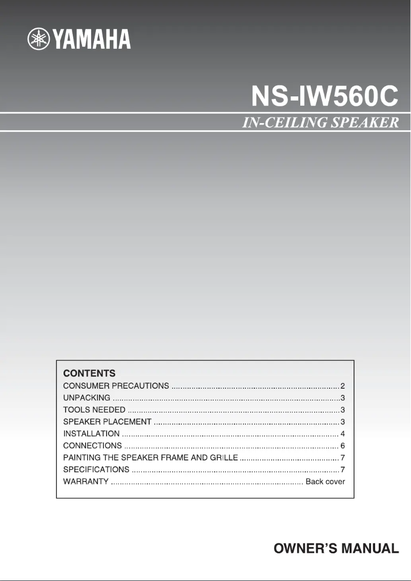 Image de la première page du manuel de l'appareil NS-IW560C