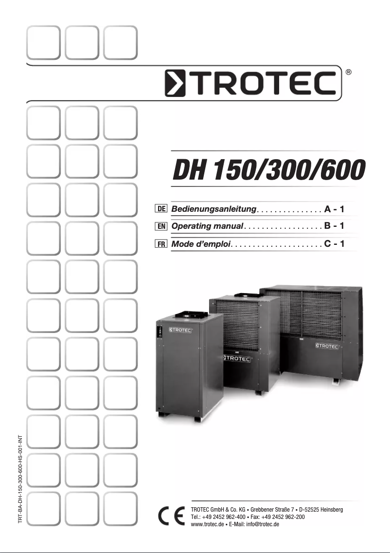Page 1 de la notice Manuel utilisateur Trotec DH 150