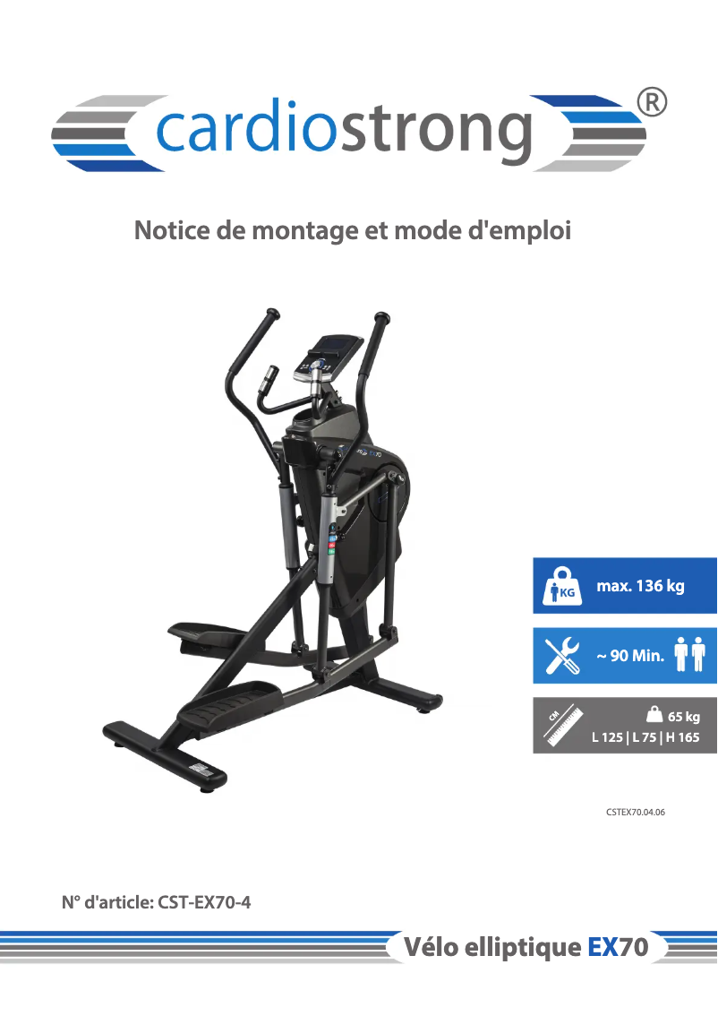 Page 1 de la notice Manuel utilisateur Cardiostrong EX70