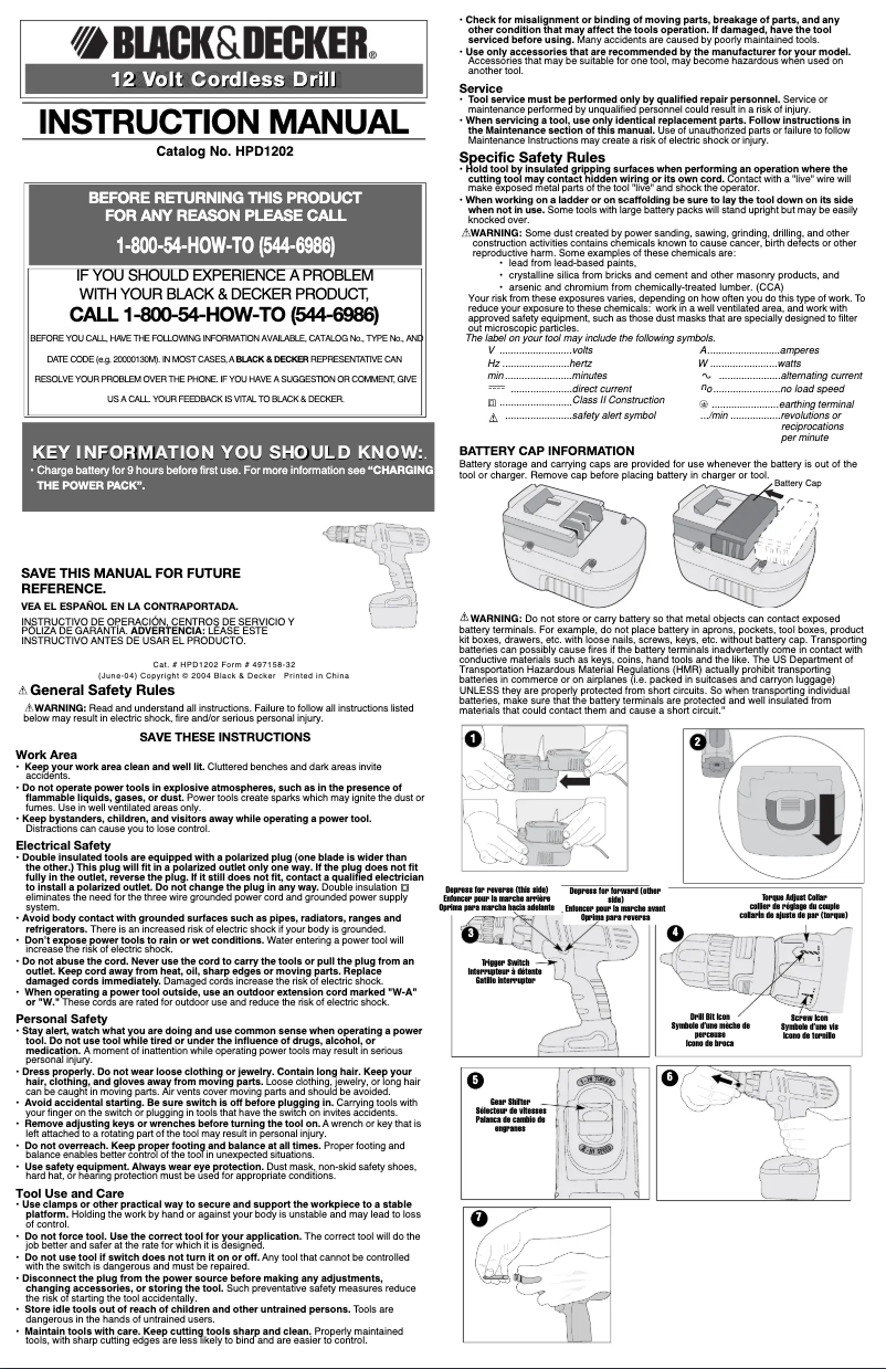 Page 1 de la notice Manuel utilisateur Black & Decker HPD1202