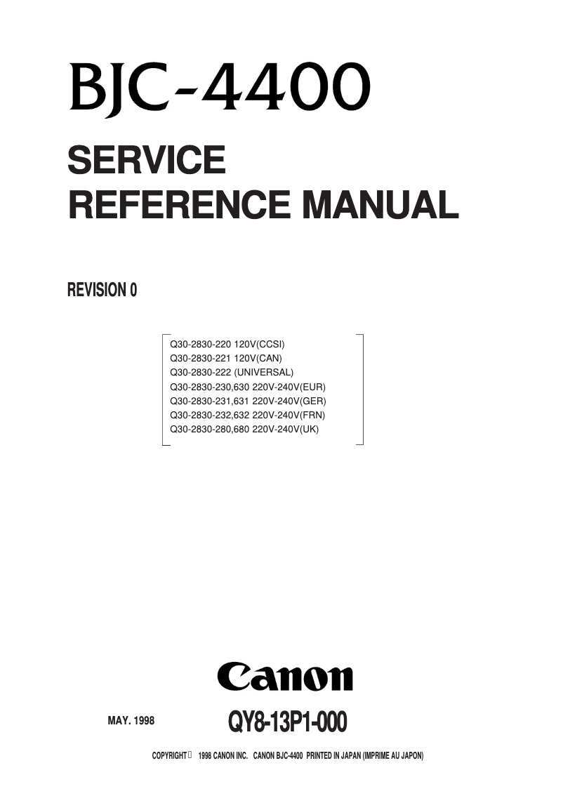 Page 1 de la notice Mode d'emploi Canon BJC-4400