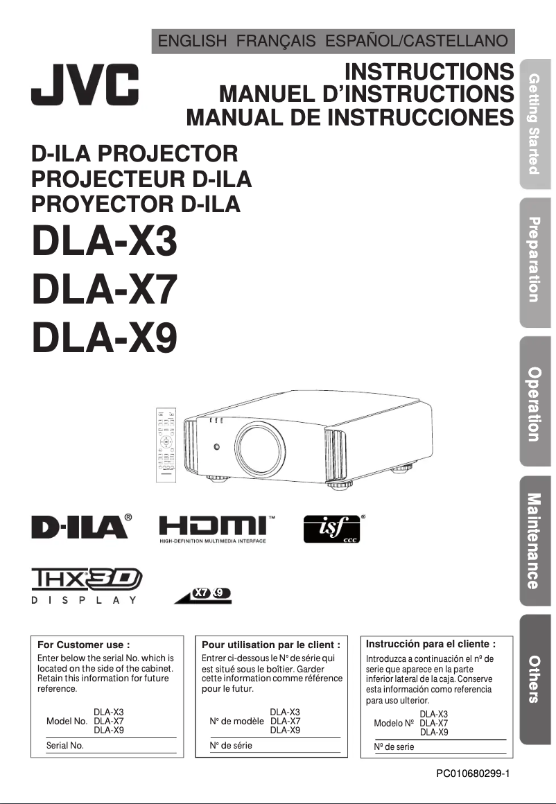 Page 1 of the manual User Manual JVC DLA-X90