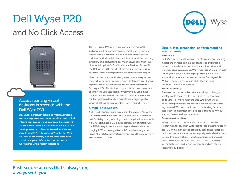 Page n°1 - Manuel utilisateur Wyse P20