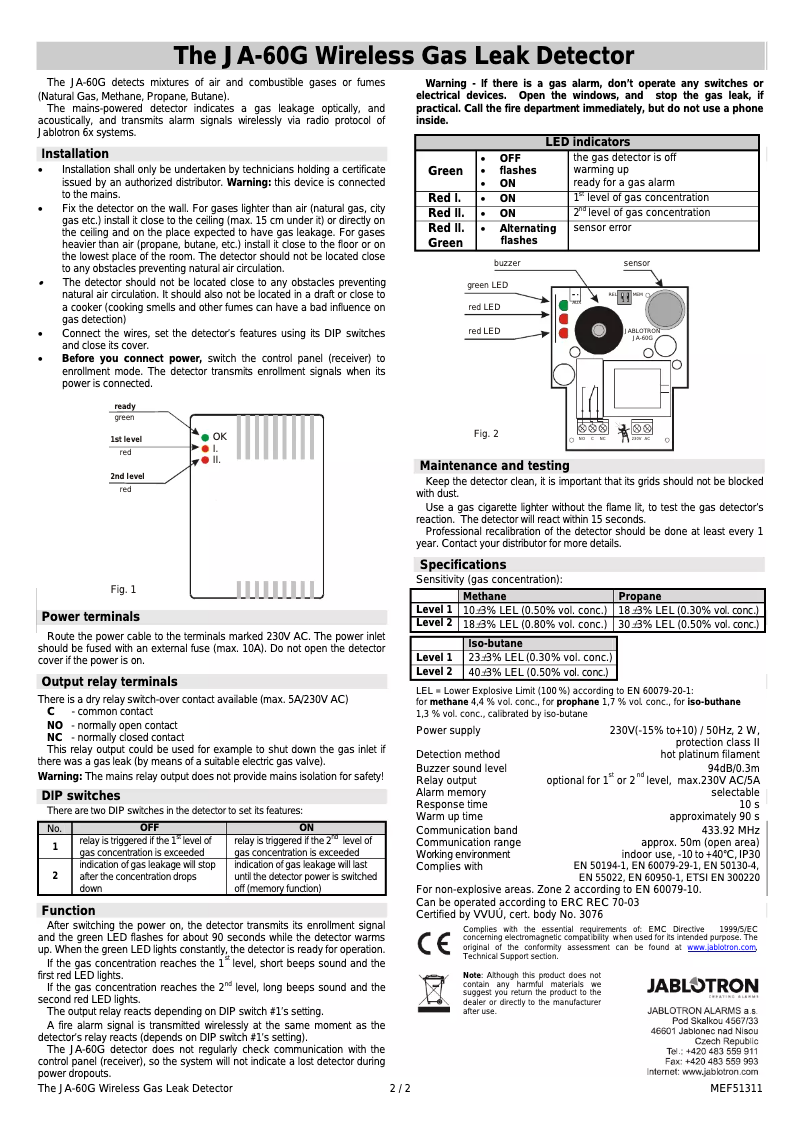 Page 1 de la notice Manuel utilisateur Joblotron JA-60G