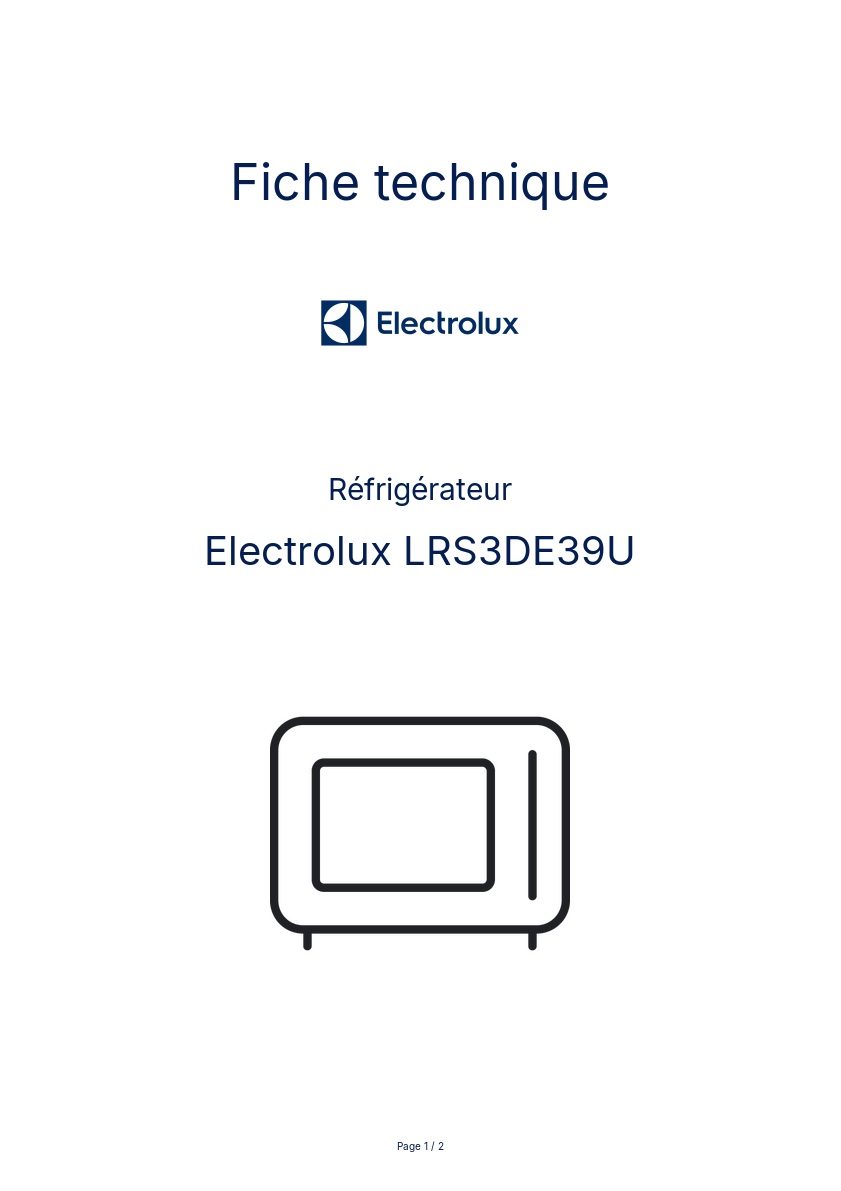 Page n°1 - Fiche technique Electrolux LRS3DE39U