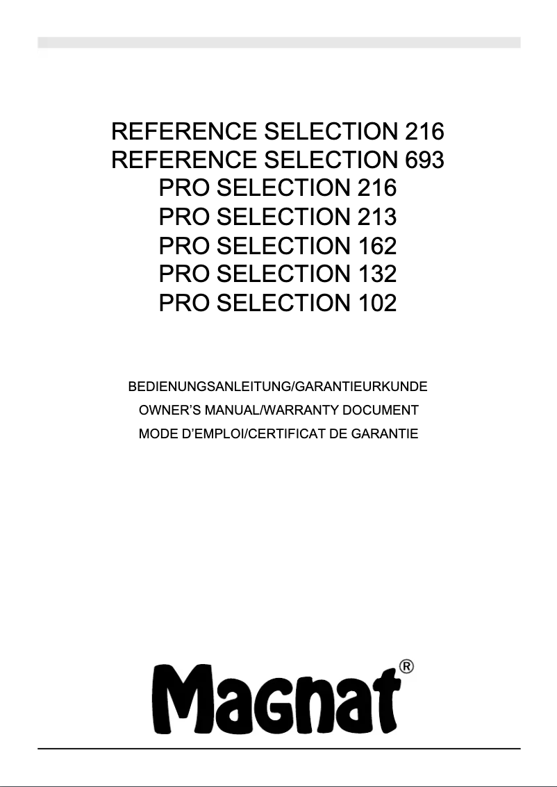 Page n°1 - Manuel utilisateur Magnat Reference Selection 216