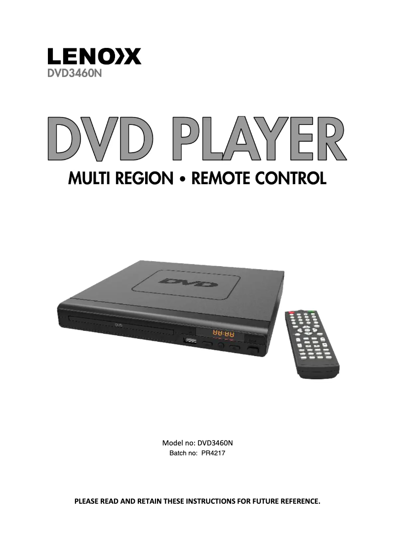 Page 1 de la notice Manuel utilisateur Lenoxx DVD3460N