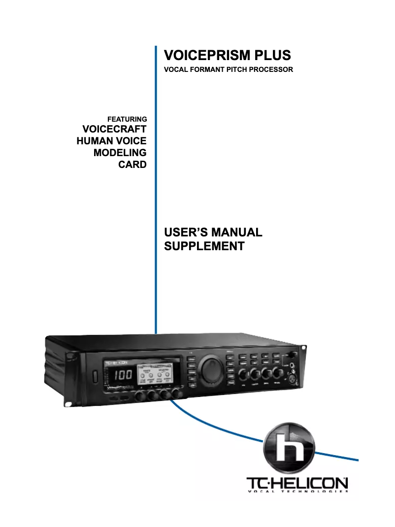 Page n°1 - Manuel utilisateur TC Helicon VoicePrism Plus