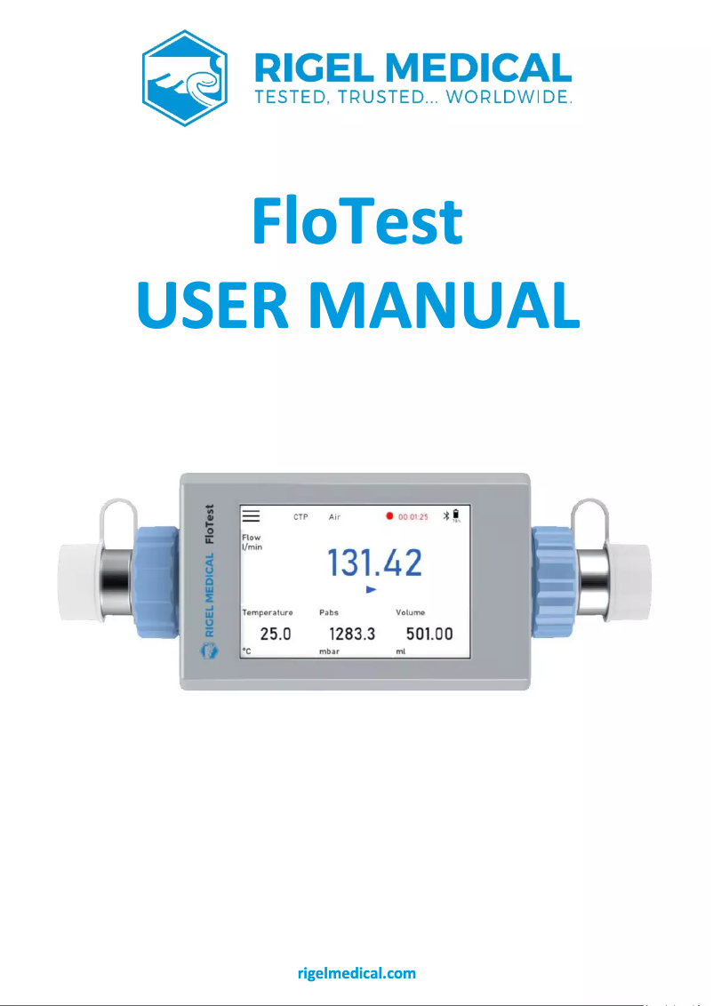 Page 1 de la notice Manuel utilisateur Rigel Medical FloTest