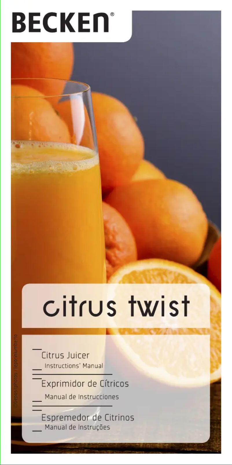 Page n°1 - Manuel utilisateur Becken Citrus Twist GS401