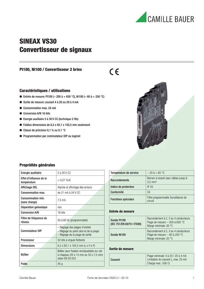 Image de la première page du manuel de l'appareil Sineax VS30