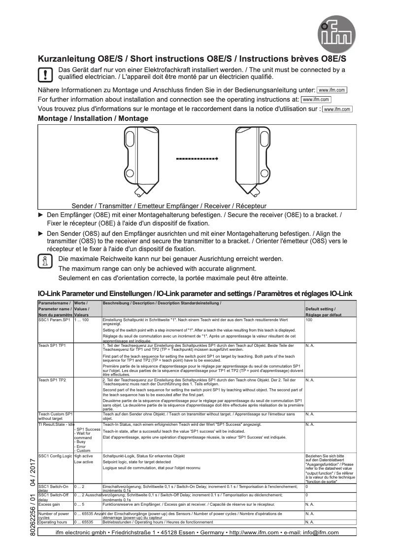 Image de la première page du manuel de l'appareil O8E204