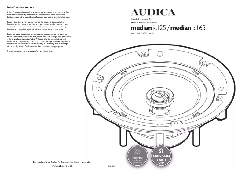 Page n°1 - Manuel utilisateur Audica Median IC 125