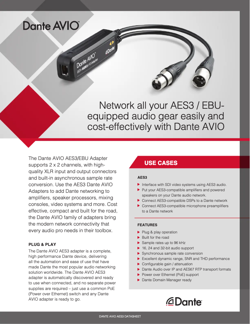 Image de la première page du manuel de l'appareil ADP-AES3-2X2