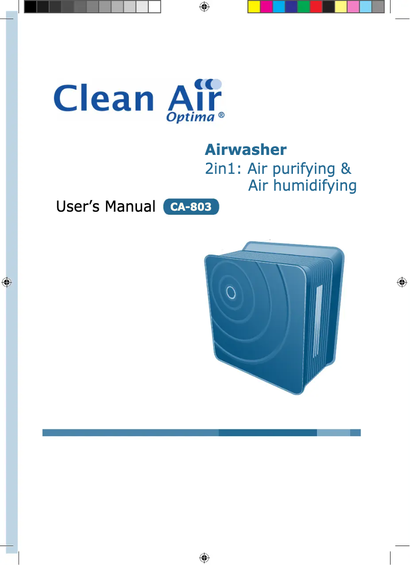 Page n°1 - Manuel utilisateur Clean Air Optima CA-803