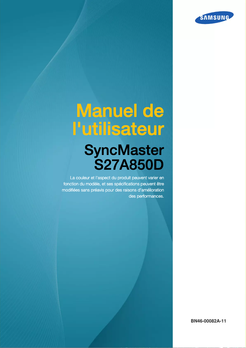 Page 1 de la notice Manuel utilisateur Samsung SyncMaster S27A850D