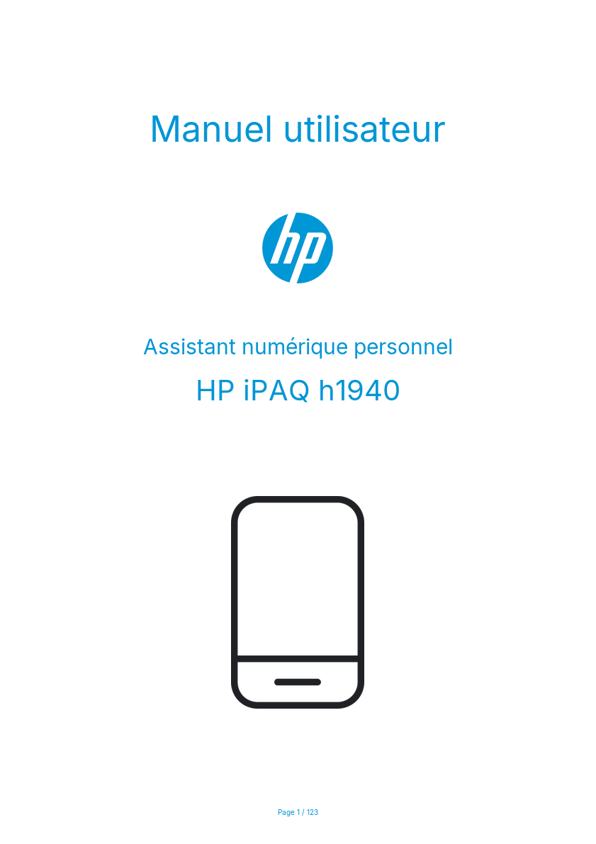 Page n°1 - Manuel utilisateur HP iPAQ h1940