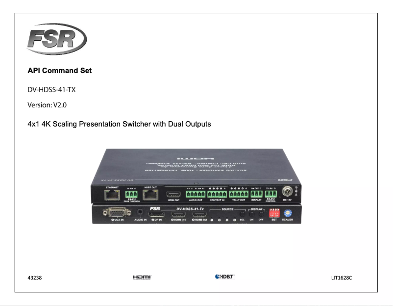 Page n°1 - Manuel utilisateur FSR DV-HDSS-41-TX
