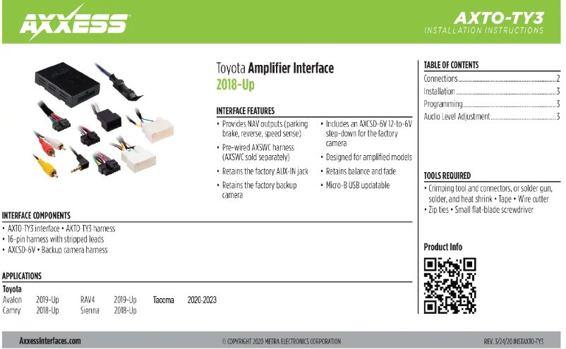 Page 1 de la notice Manuel utilisateur AXESS AXTO-TY3