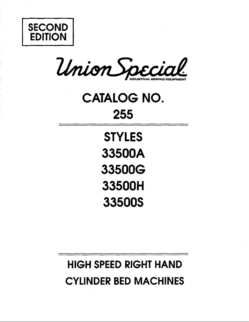 Page n°1 - Manuel utilisateur Union Special 33500G