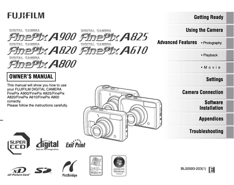 Page n°1 - Manuel utilisateur Fujifilm FinePix A825
