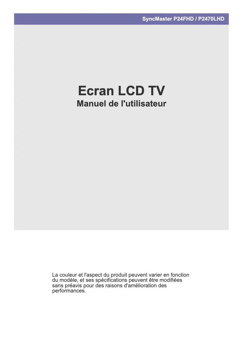 Image de la première page du manuel de l'appareil P24FHD