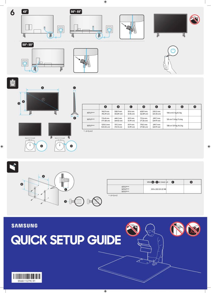 Page 1 de la notice Manuel utilisateur Samsung UA43TU7000J