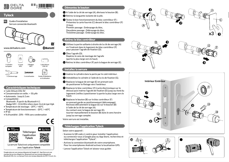 Page 1 de la notice Guide d'installation Delta Dore Tylock