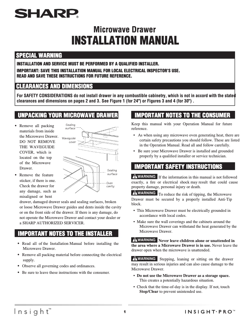 Page 1 de la notice Guide d'installation Sharp KB6524PS