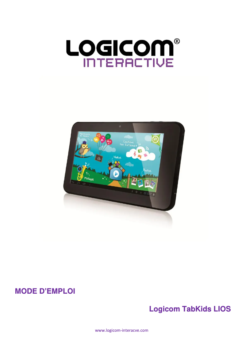 Page 1 de la notice Manuel utilisateur Logicom TabKids LIOS