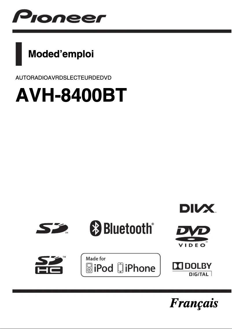 Image de la première page du manuel de l'appareil AVH-8400BT