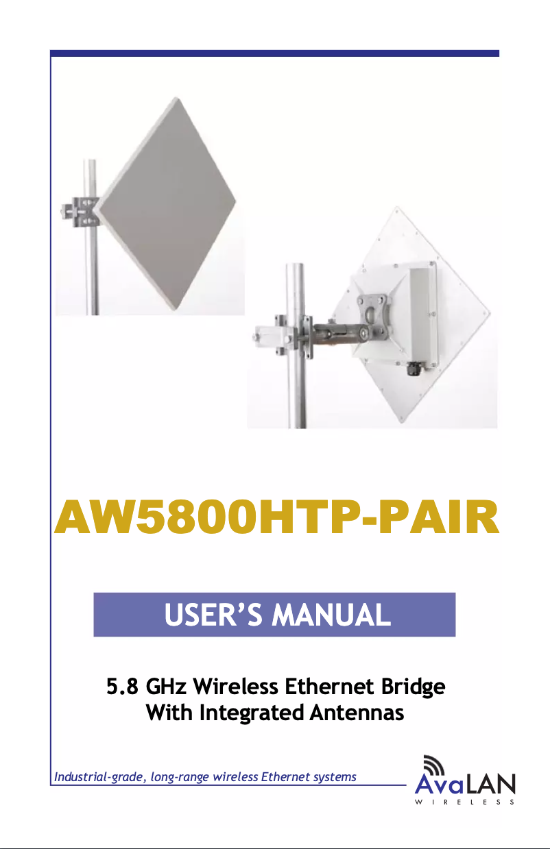 Page n°1 - Manuel utilisateur AvaLAN AW5800HTP-Pair