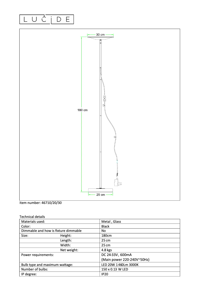 Page 1 de la notice Manuel utilisateur Lucide Prymus 46710/20/30