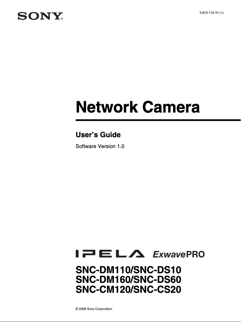 Page n°1 - Manuel utilisateur Sony SNC-CS20
