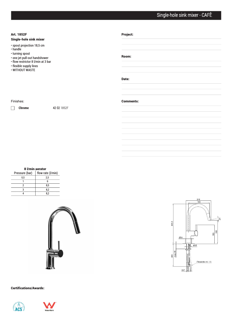 Image de la première page du manuel de l'appareil 1852F