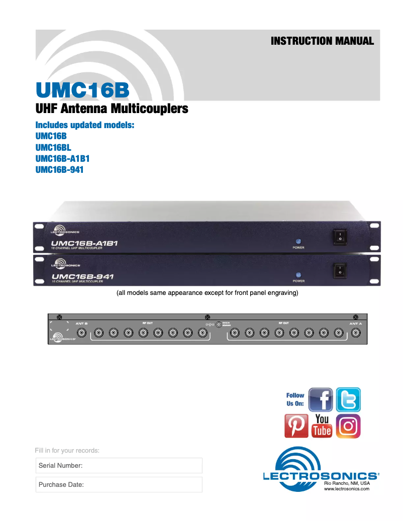 Image de la première page du manuel de l'appareil UMC16B-A1B1