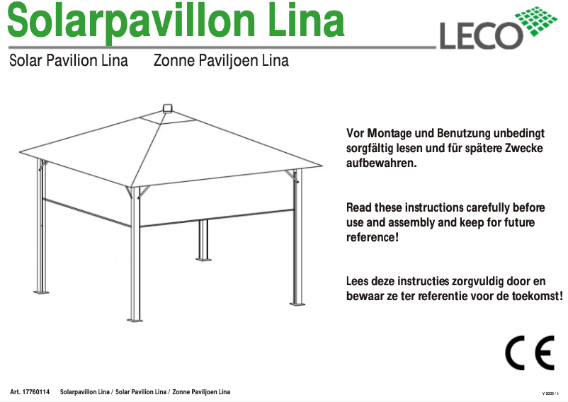 Image de la première page du manuel de l'appareil Lina