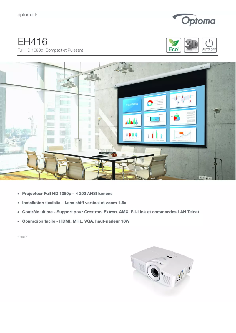 Page n°1 - Fiche technique Optoma EH416