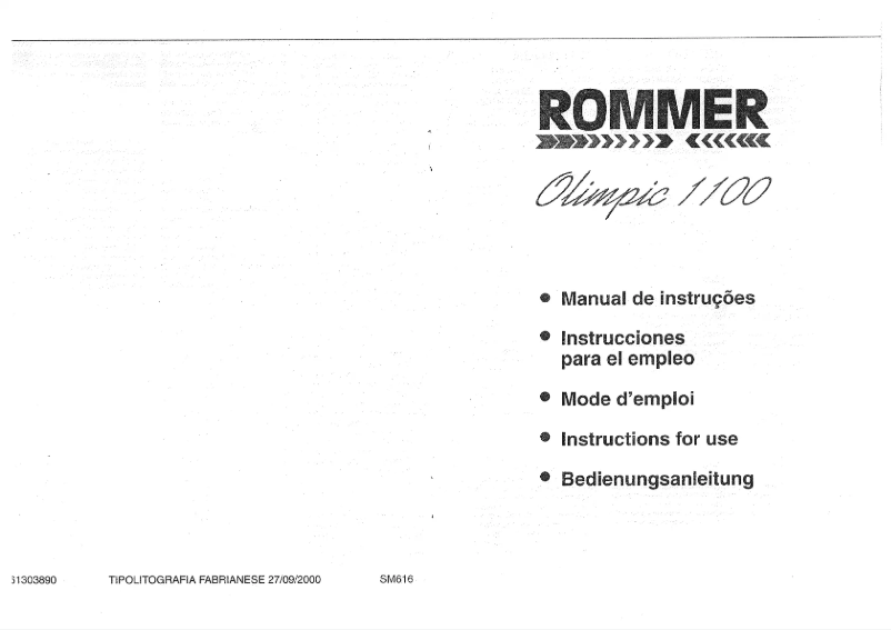 Page n°1 - Manuel utilisateur Rommer Olimpic 1100