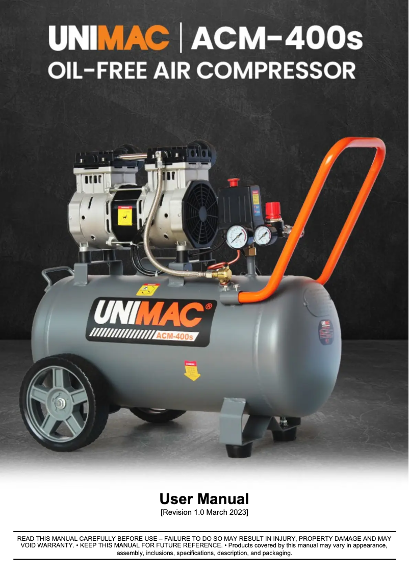 Image de la première page du manuel de l'appareil ACM-400s