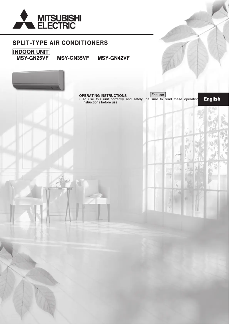 Page 1 de la notice Manuel utilisateur Mitsubishi MSY-GN25