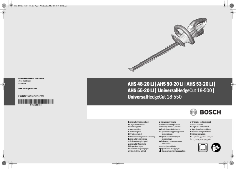 Page n°1 - Manuel utilisateur Bosch AHS 50-20 LI