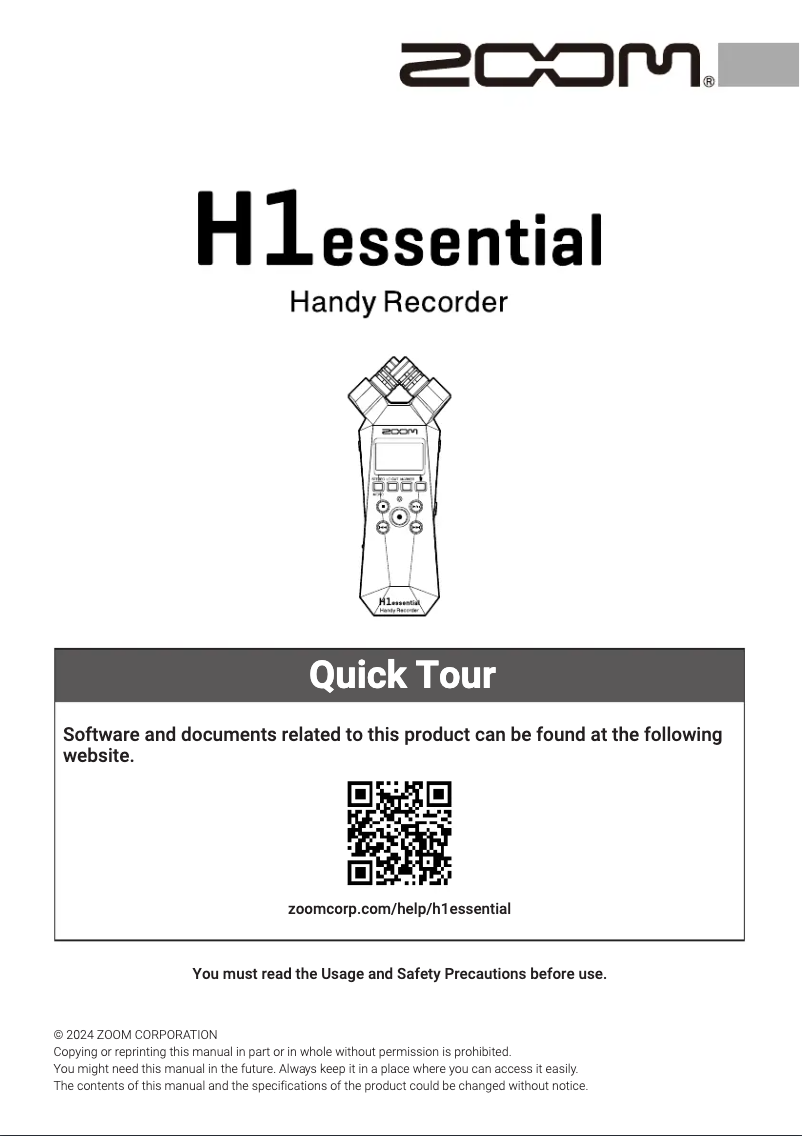 Image de la première page du manuel de l'appareil H1