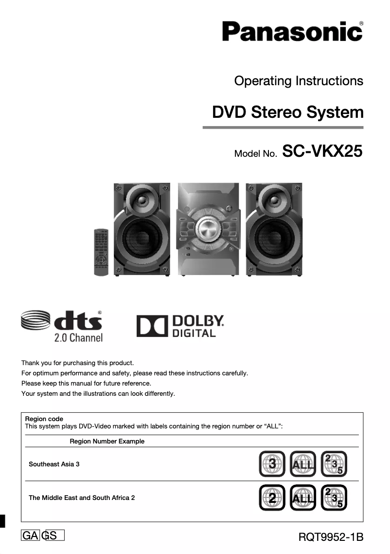 Page n°1 - Manuel utilisateur Panasonic SC-VKX25