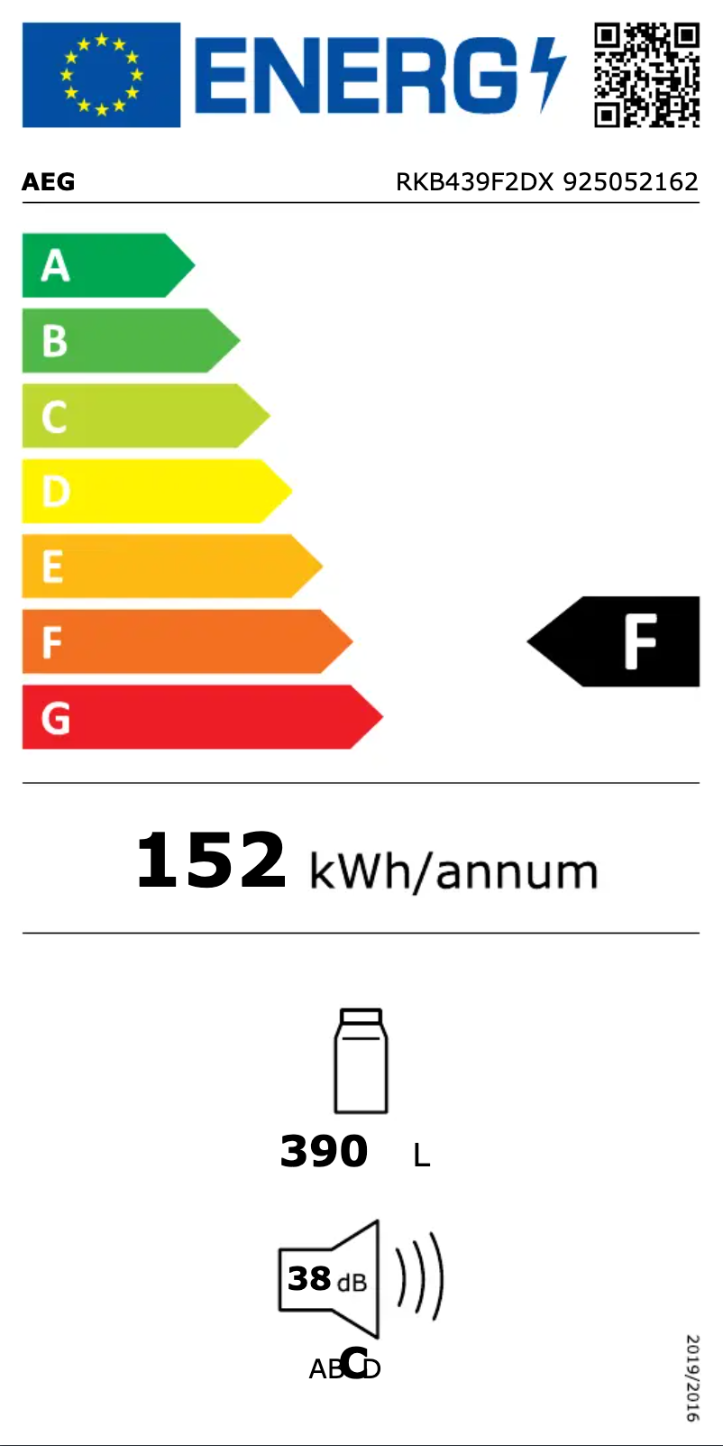 Page n°1 - Label énergétique AEG RKB439F2DX