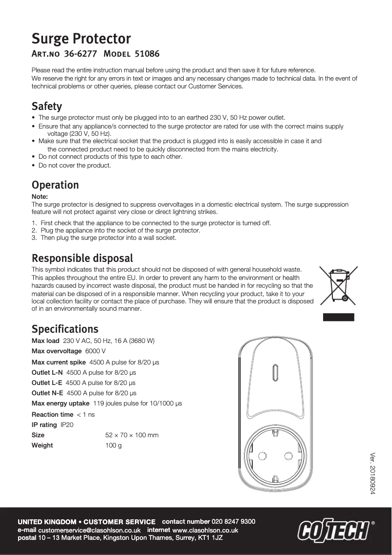 Imagen de la primera página del manual del dispositivo 51086