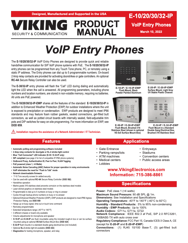 Image de la première page du manuel de l'appareil E-20-IP-EWP
