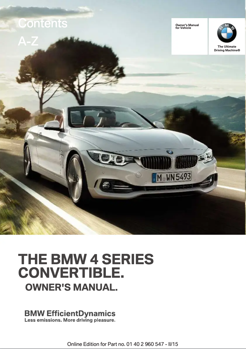 Page 1 de la notice Manuel utilisateur BMW 435i xDrive Convertible (2016)