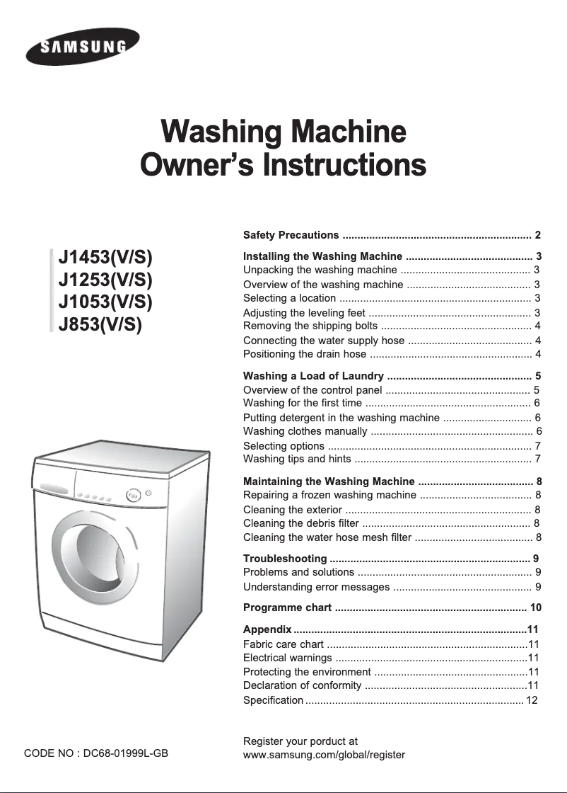 Page 1 de la notice Manuel utilisateur Samsung J1053